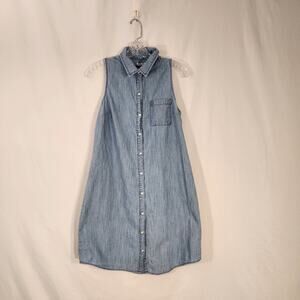 OLD NAVY Vintage VTG Blue Chambray Western Sleeveless Shirt Dress Womens Small S